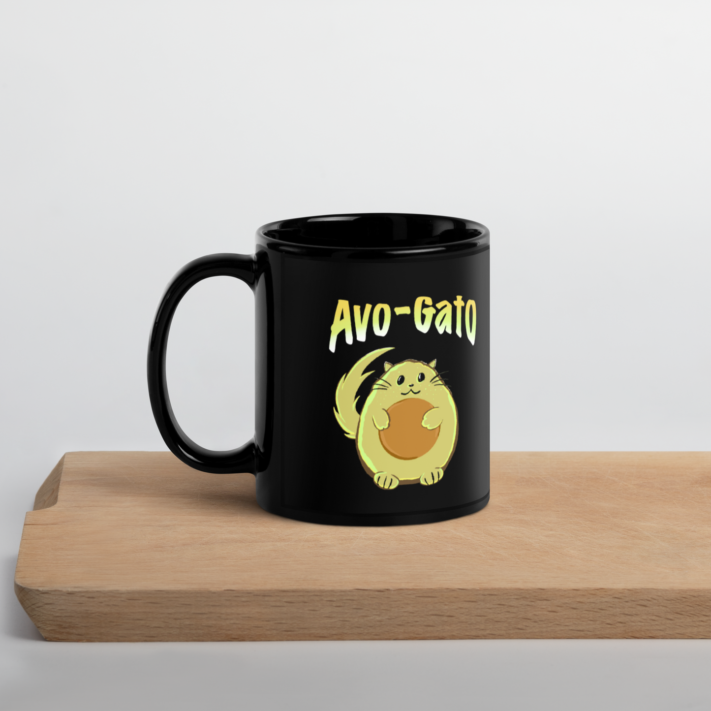 Avo-Gato Black Glossy Mug