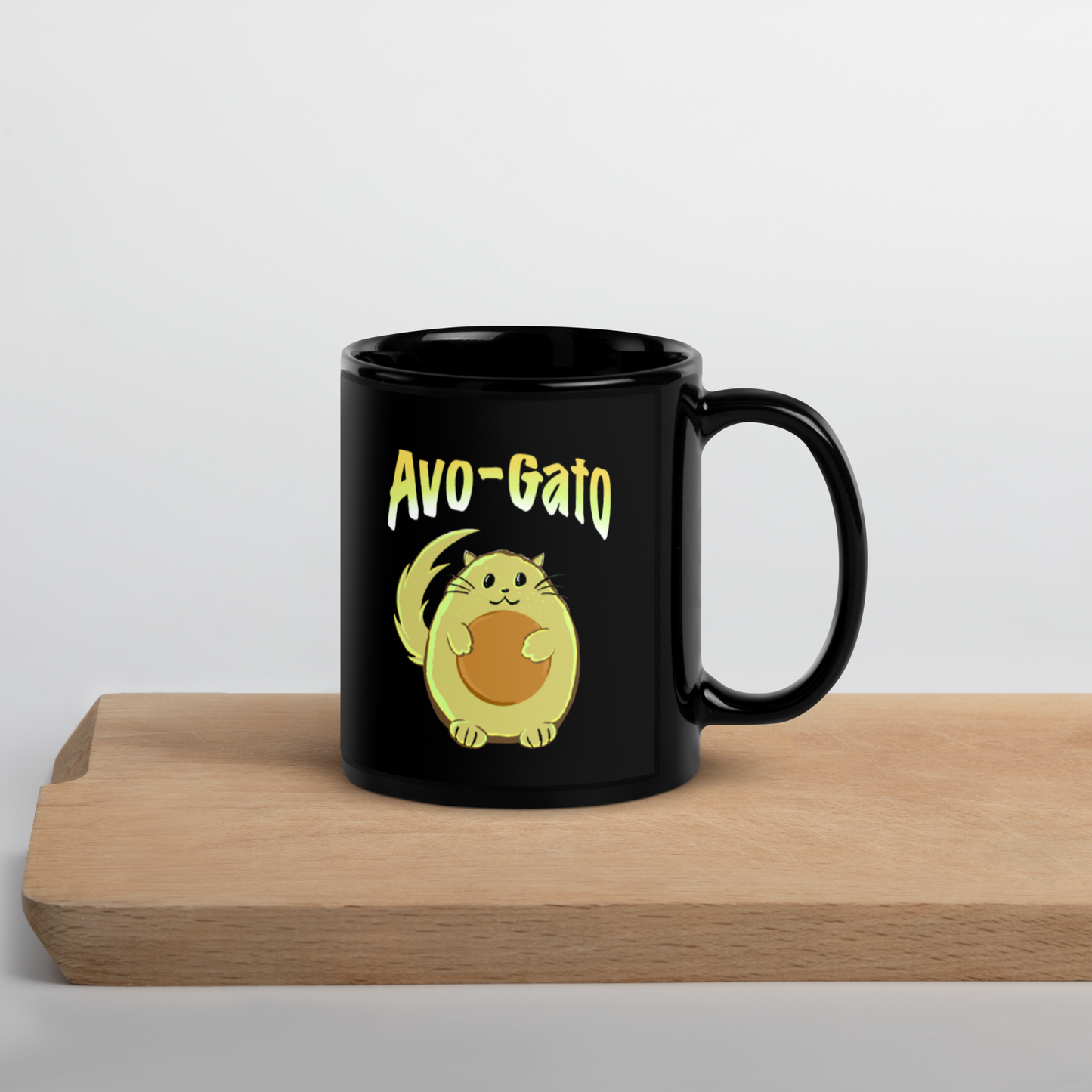 Avo-Gato Black Glossy Mug