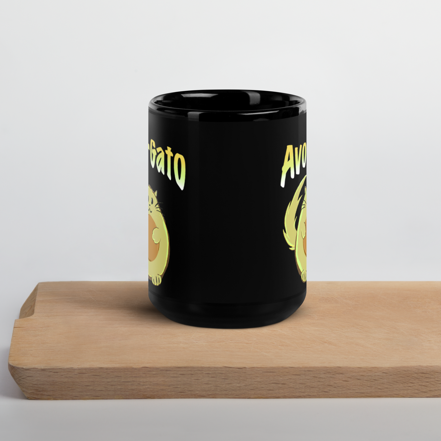 Avo-Gato Black Glossy Mug