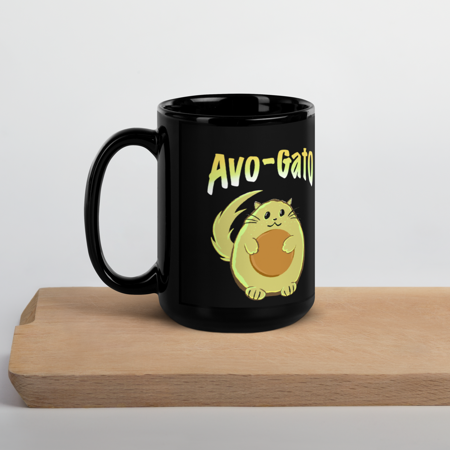 Avo-Gato Black Glossy Mug