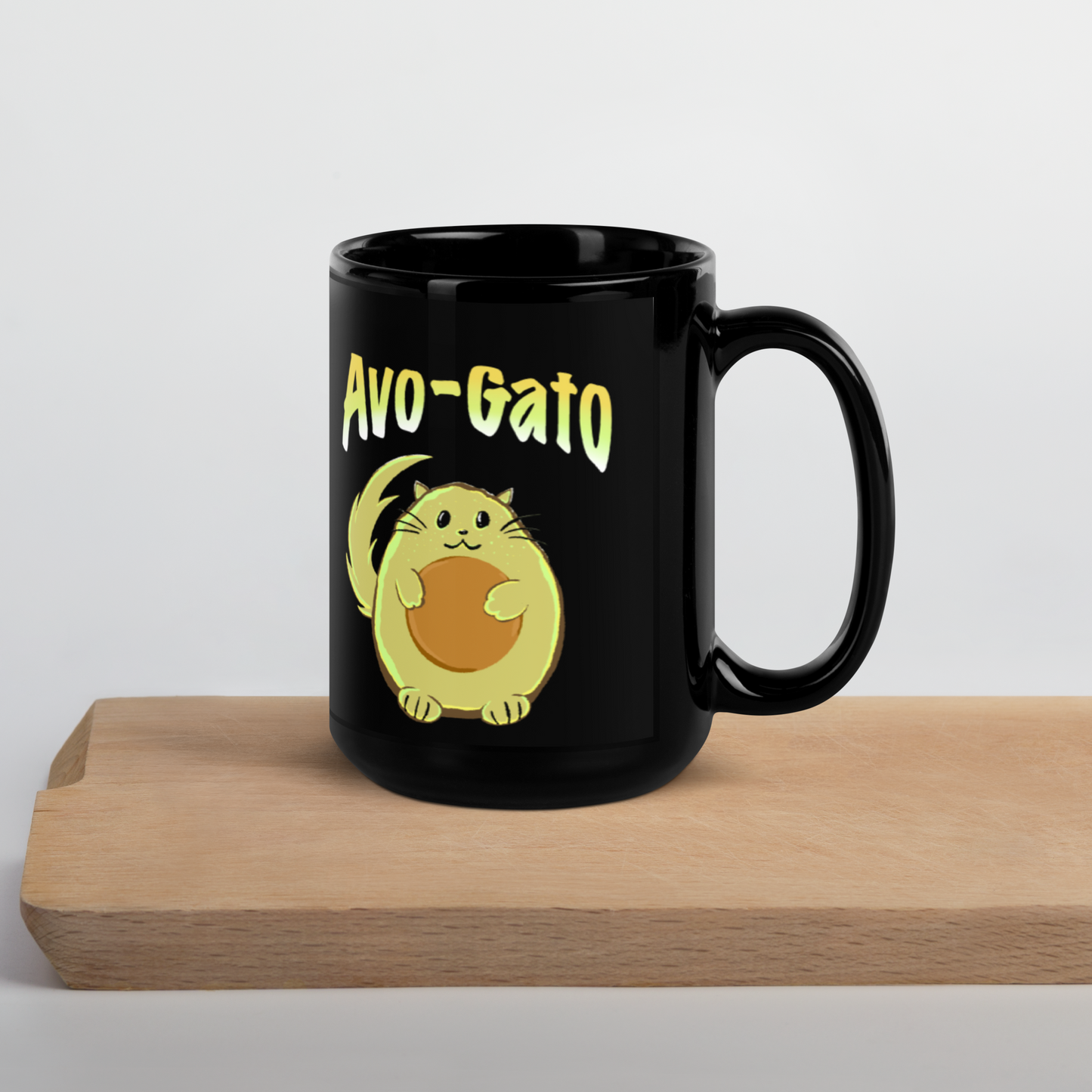 Avo-Gato Black Glossy Mug