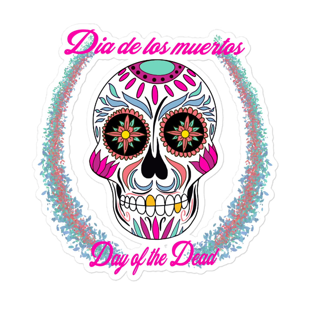 Day of the dead hot pink Bubble-free stickers