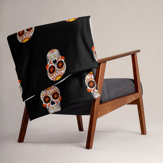 Sugar skull red Throw Blanket