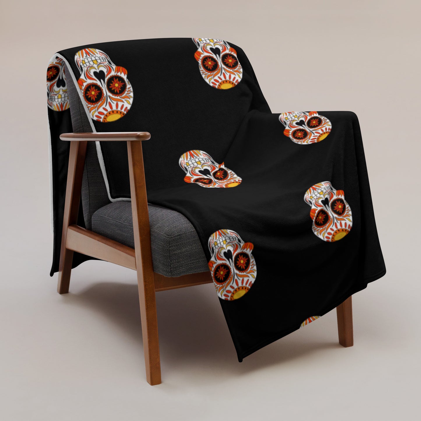 Sugar skull red Throw Blanket