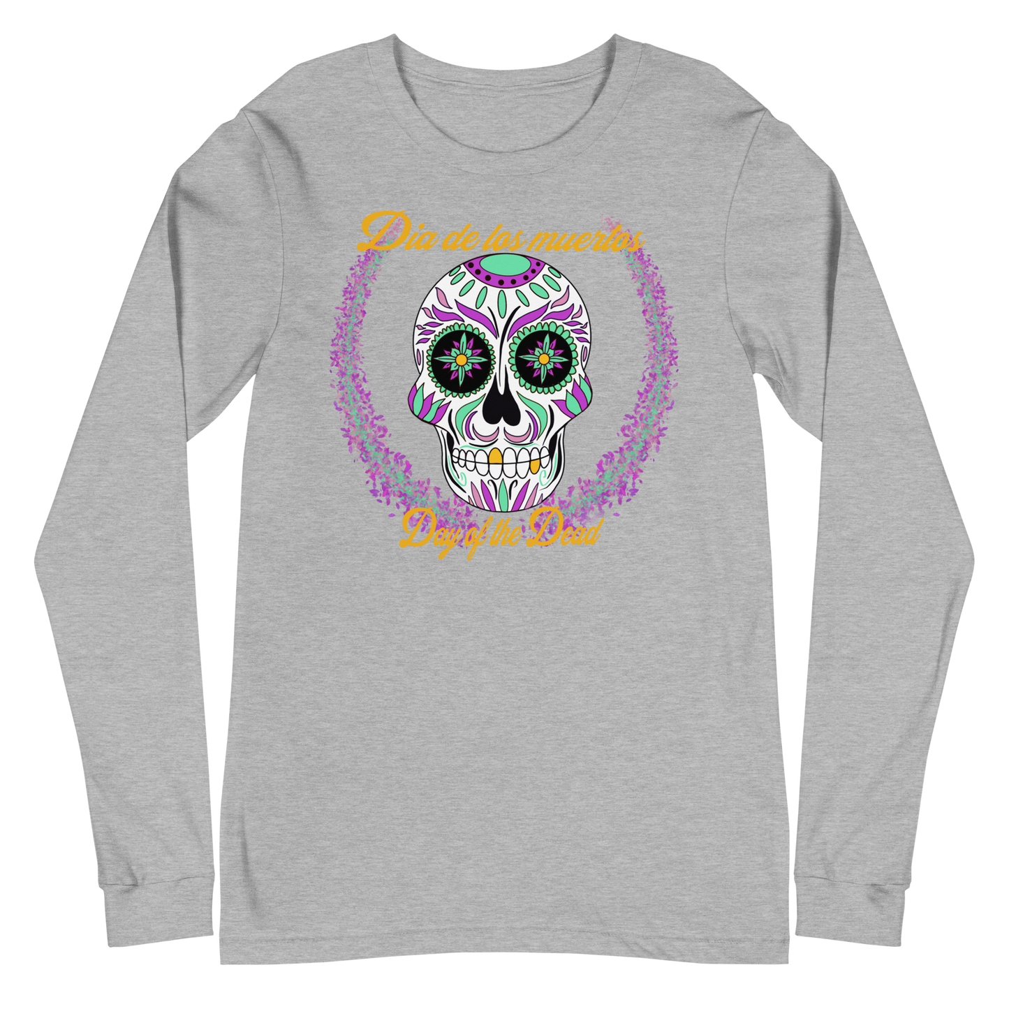 Day of the dead purple/teal dia de los muertos Unisex Long Sleeve Tee