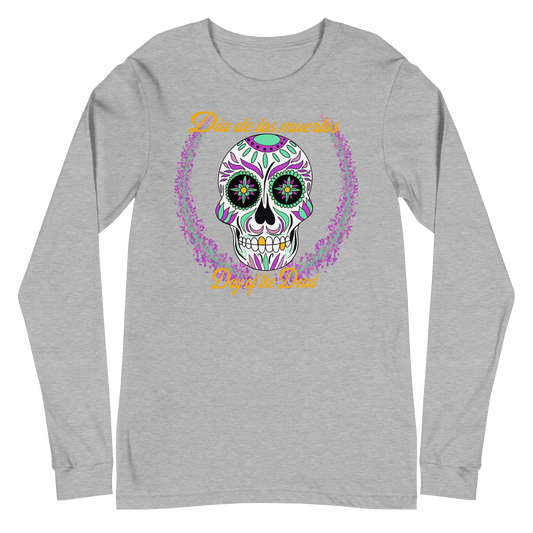 Day of the dead purple/teal dia de los muertos Unisex Long Sleeve Tee