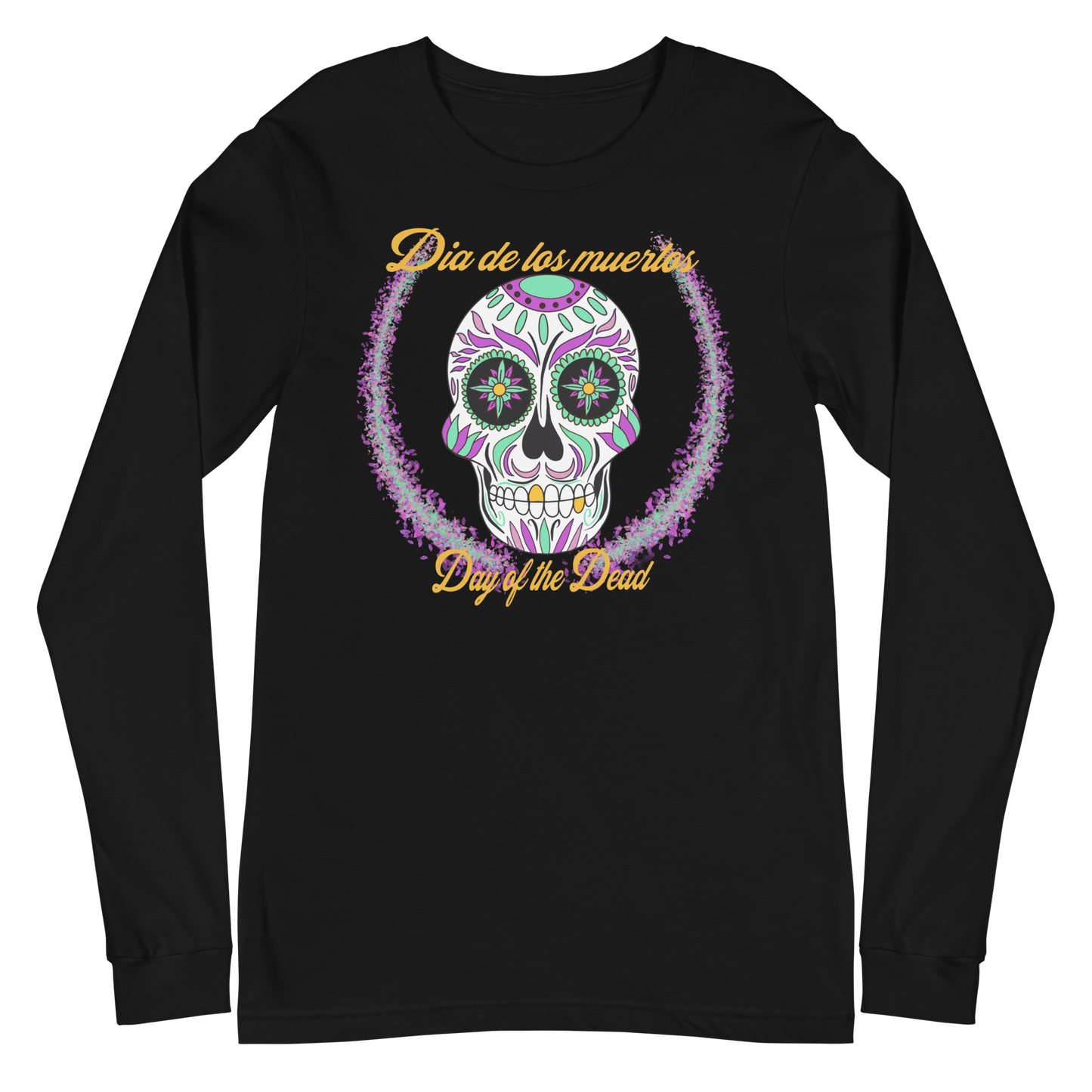 Day of the dead purple/teal dia de los muertos Unisex Long Sleeve Tee