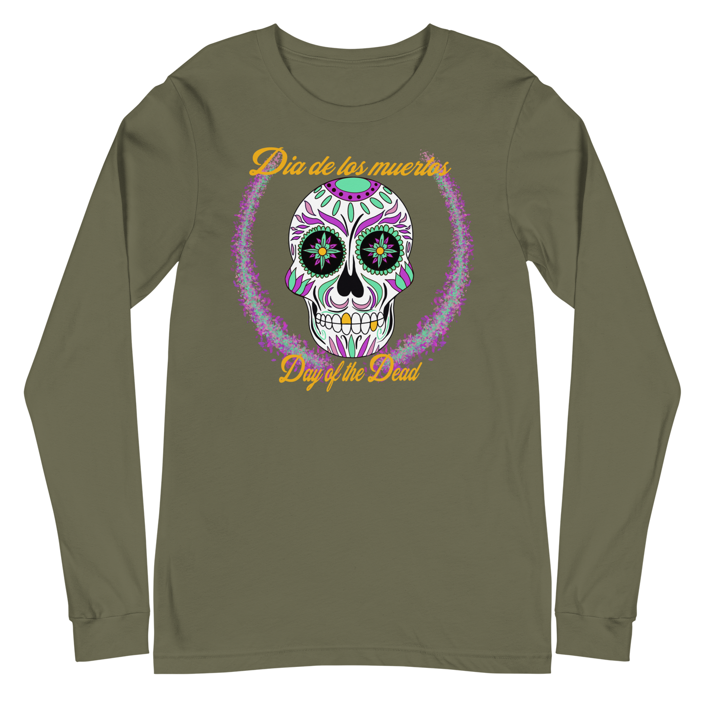 Day of the dead purple/teal dia de los muertos Unisex Long Sleeve Tee