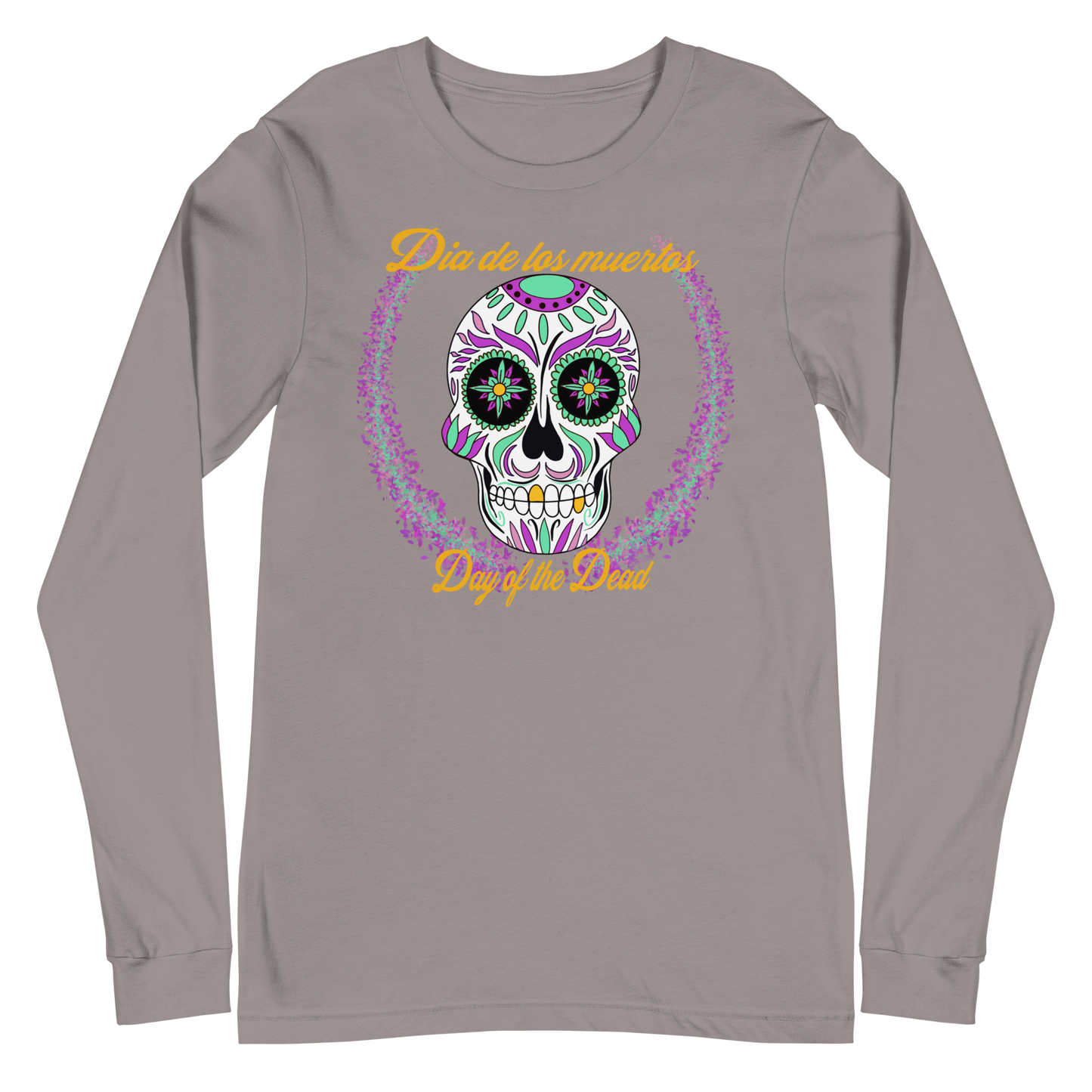 Day of the dead purple/teal dia de los muertos Unisex Long Sleeve Tee