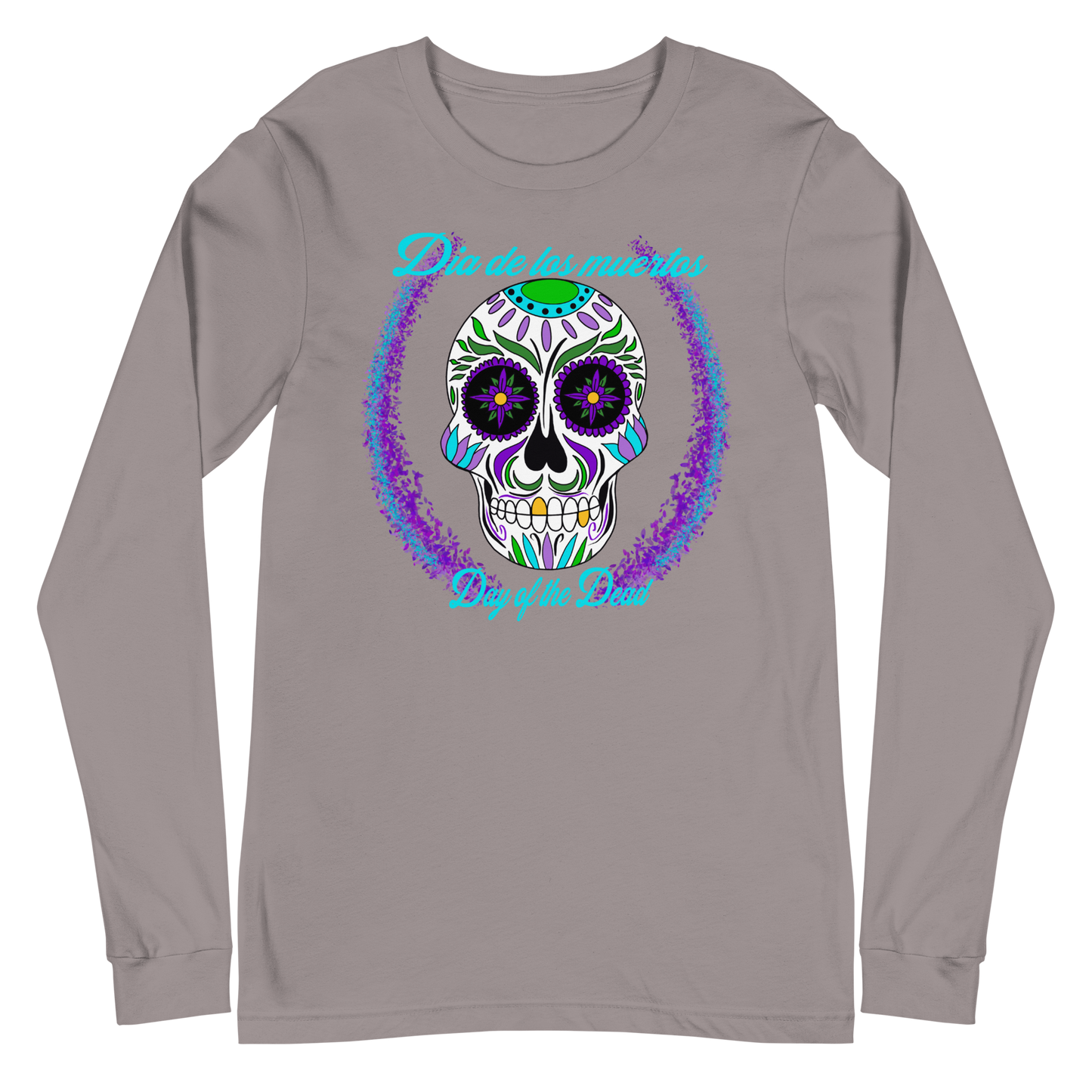 Day of the dead purple blue green Dia de los muertos Unisex Long Sleeve Tee