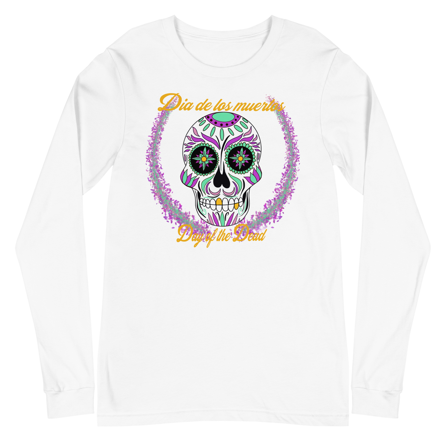 Day of the dead purple/teal dia de los muertos Unisex Long Sleeve Tee