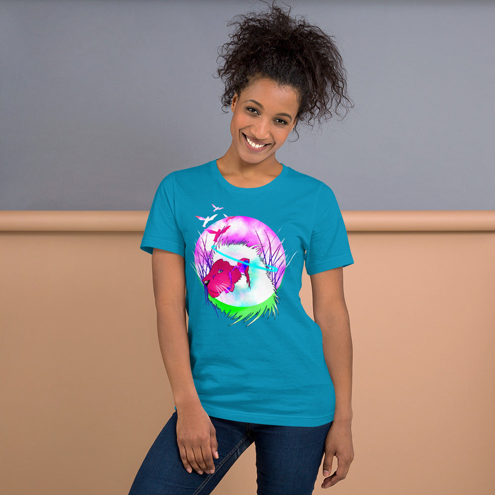 Black light Lion Unisex t-shirt