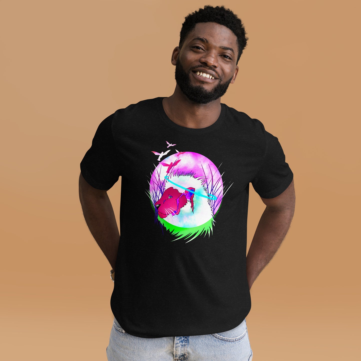 Black light Lion Unisex t-shirt