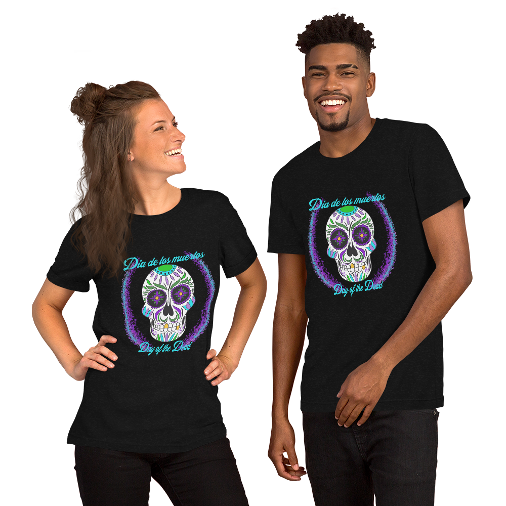 Day of the dead teal blue/green dia de los muertos Unisex t-shirt