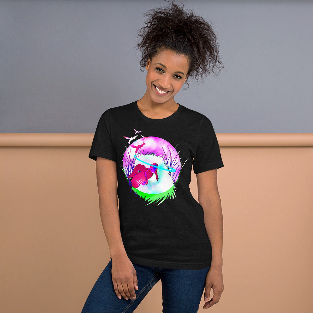 Black light Lion Unisex t-shirt