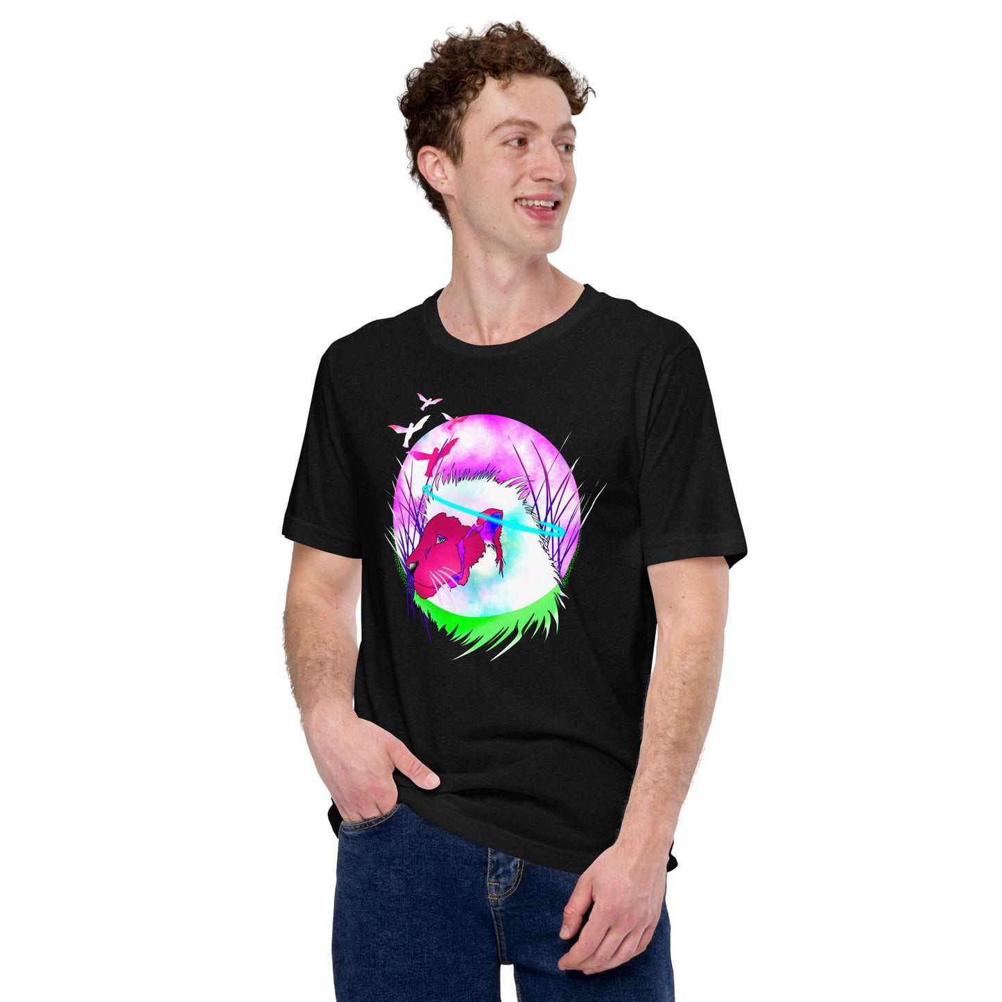 Black light Lion Unisex t-shirt