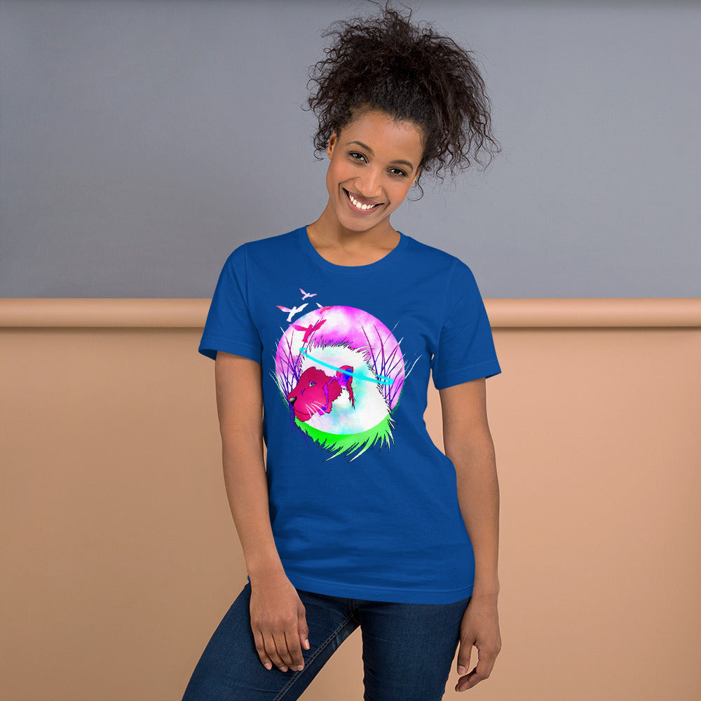 Black light Lion Unisex t-shirt