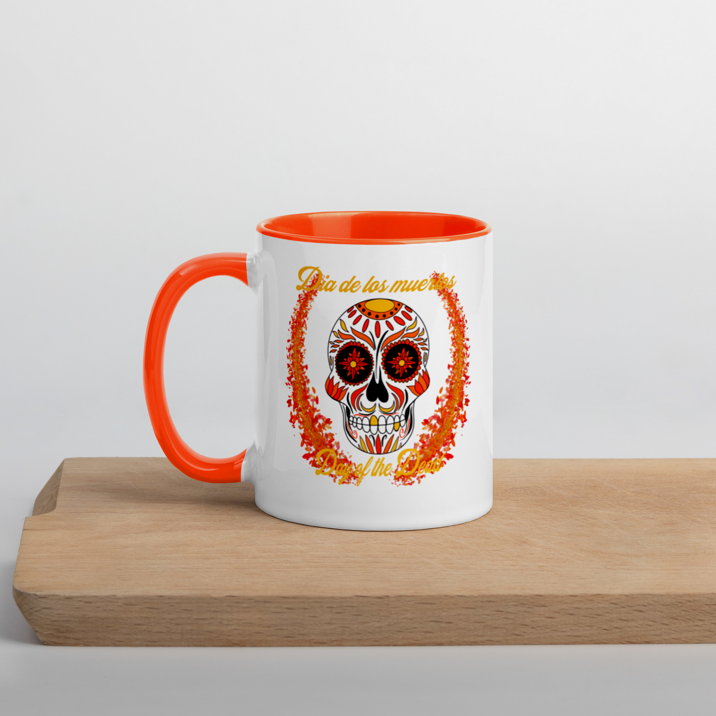 Day of the dead red/orange Mug with Color Inside