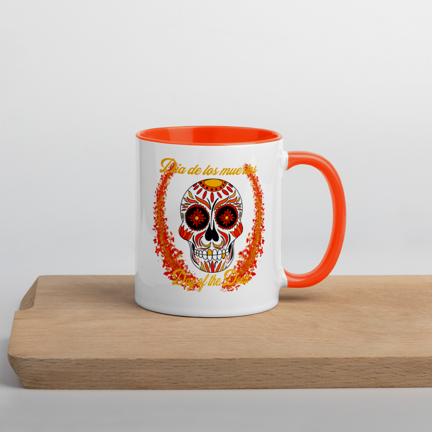 Day of the dead red/orange Mug with Color Inside