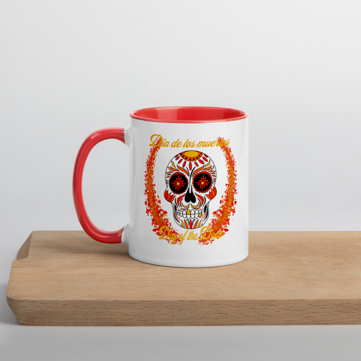 Day of the dead red/orange Mug with Color Inside
