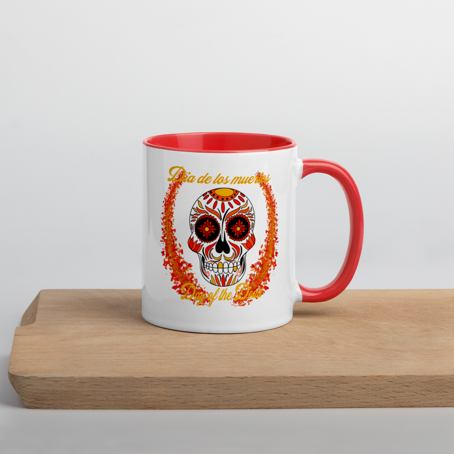 Day of the dead red/orange Mug with Color Inside