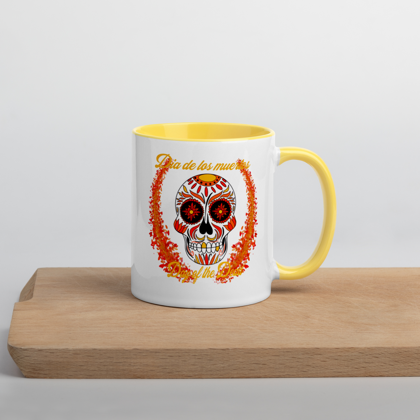 Day of the dead red/orange Mug with Color Inside